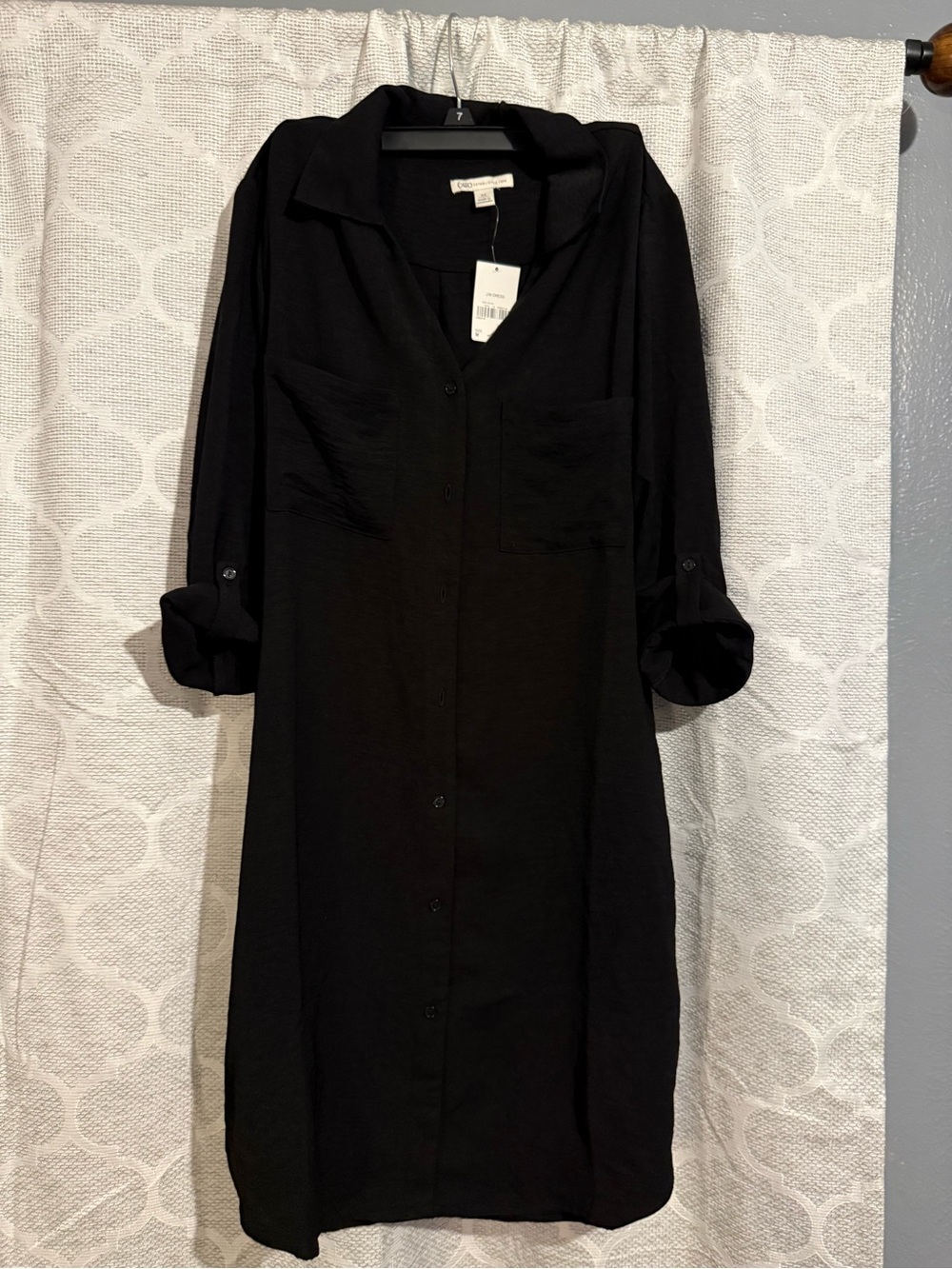 Cato Black Long-Sleeve Button Front Shirt Dress